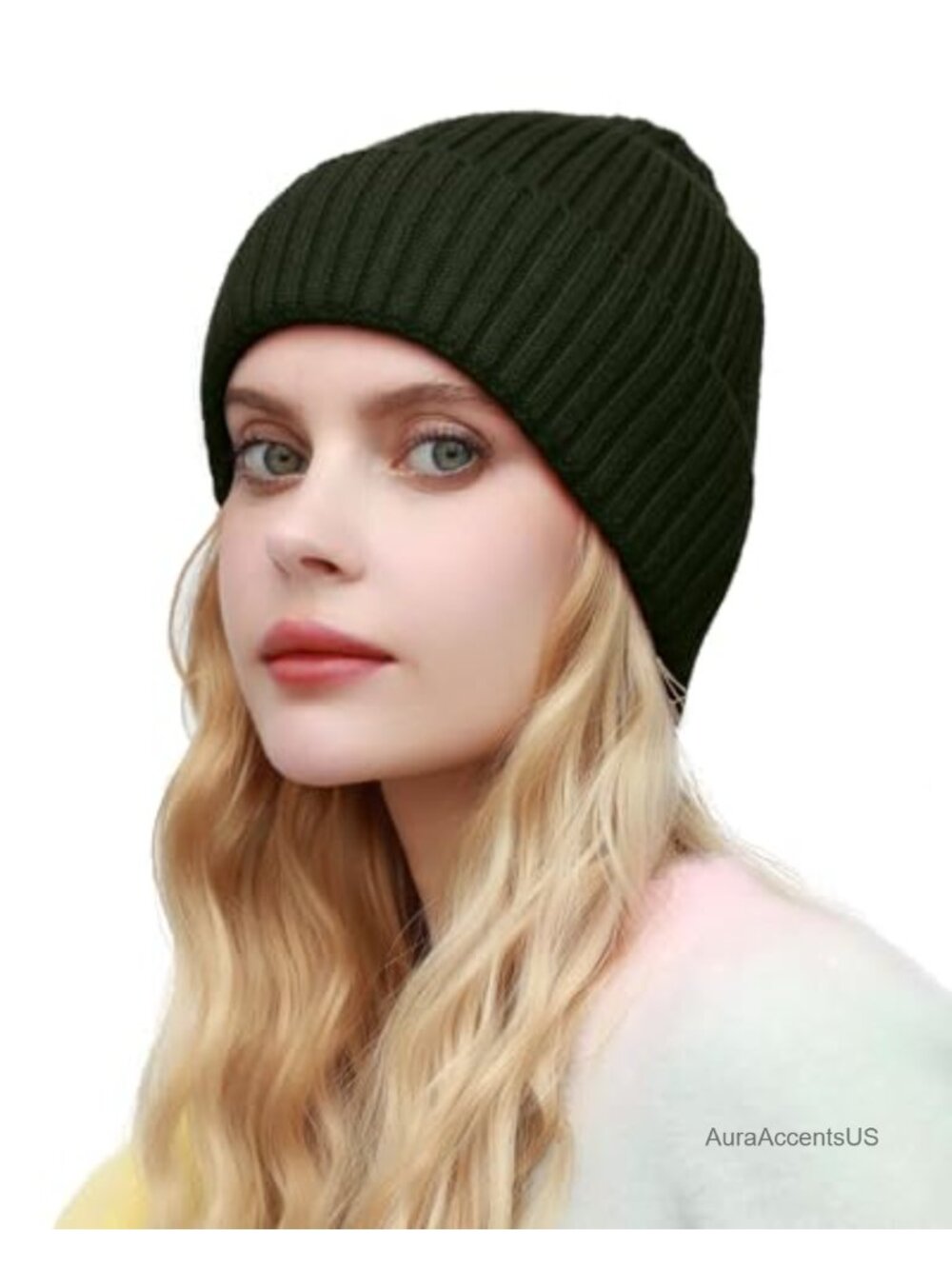 Satin Lined Wool Knit Cuffed Beanie Warm Winter Hat